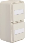 Hager WNC174B Steckdose SCHUKO AP 2fach senkr. mit erh. B.schutz, Klappdeckel, W.1 IP55,p.weiß 