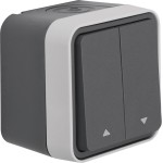 Hager WNC302 Jalousie-Serientaster grau mit mechanischer und elektrischer Verriegelung, Aufputzmontage 