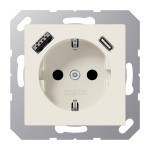 Jung A1520-15CA SCHUKO Steckdose 16A 250V mit USB-Ladegerät 1xTypA + 1xTyp C integrierter erhöhter Berührungsschutz SAFETY+ Serie AS cremeweiß 