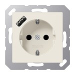 Jung A1520-18A SCHUKO Steckdose 16A 250V mit USB-Ladegerät 1xTyp A integrierter erhöhter Berührungsschutz SAFETY+ Serie AS cremeweiß 