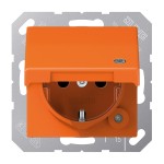 Jung A1520BFKLKOO SCHUKO Steckdose 16A 250V mit Funktionsanzeige integrierter erhöhter Berührungsschutz SAFETY+ Klappdeckel Thermoplast Serie A orange (für 