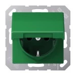 Jung ABAS1520KIKLGN SCHUKO Steckdose 16A 250V integrierter erhöhter Berührungsschutz SAFETY+ Klappdeckel Thermoplast antibakteriell Serie AS grün (für SV) 