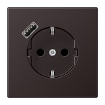 Jung AL1520-18AD-L SCHUKO Steckdose 16A 250V mit USB-Ladegerät 1xTyp A integrierter erhöhter Berührungsschutz SAFETY+ Serie LS dark 