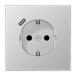 Jung AL1520-18C-L SCHUKO Steckdose 16A 250V mit USB-Ladegerät 1xTyp C integrierter erhöhter Berührungsschutz SAFETY+ Serie LS Aluminium 