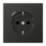 Jung AL1520-18CAN-L SCHUKO Steckdose 16A 250V mit USB-Ladegerät 1xTyp C integrierter erhöhter Berührungsschutz SAFETY+ Serie LS anthrazit 