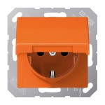 Jung AS1520BFKIKLO SCHUKO Steckdose 16A 250V ohne Krallen integrierter erhöhter Berührungsschutz SAFETY+ Klappdeckel Thermoplast Serie AS orange (für ZSV) 