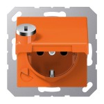 Jung AS1520BFKLSLO SCHUKO Steckdose 16A 250V integrierter erhöhter Berührungsschutz SAFETY+ Klappdeckel mit Sicherheitsschloss Thermoplast Serie AS orange (f 