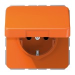 Jung CD1520BFKIKLO SCHUKO Steckdose 16A 250V ohne Krallen integrierter erhöhter Berührungsschutz SAFETY+ Klappdeckel Thermoplast Serie CD orange (für ZSV) 