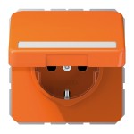 Jung CD1520BFNAKLO SCHUKO Steckdose 16A 250V mit Schriftfeld integrierter erhöhter Berührungsschutz SAFETY+ Klappdeckel Thermoplast Serie CD orange (für ZSV) 
