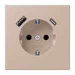 Jung LC1520-15CA240 SCHUKO Steckdose 16A 250V mit USB-Ladegerät 1xTypA + 1xTyp C integrierter erhöhter Berührungsschutz SAFETY+ Serie LS ombre brûlée claire 