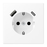 Jung LS1520-15CAWWM SCHUKO Steckdose 16A 250V mit USB-Ladegerät 1xTypA + 1xTyp C integrierter erhöhter Berührungsschutz SAFETY+ Serie LS schneeweiß matt 