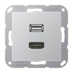 Jung MAA1163AL Multimedia-Anschlusssystem HDMI / USB 2.0 Serie A aluminium 