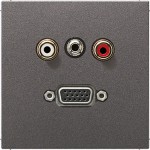 Jung MAAL1072AN Multimedia-Anschlusssystem Cinch Audio / Miniklinke 3,5mm / VGA Serie LS anthrazit (lackiertes Aluminium) 