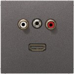 Jung MAAL1082AN Multimedia-Anschlusssystem Cinch Audio / Miniklinke 3,5mm / HDMI Serie LS anthrazit (lackiertes Aluminium) 