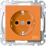 Merten MEG2300-0302 Schuko-Steckdose für Sonderstromkreis erhöhter Berührungsschutz Seckklemmen mit Kennzeichnung ZSV orange System M 