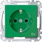 Merten MEG2300-0304 Schuko-Steckdose für Sonderstromkreis erhöhter Berührungsschutz Seckklemmen mit Kennzeichnung SV grün System M 