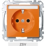 Merten MEG2302-0302 Schuko-Steckdose für Sonderstromkreise mit Schriftfeld Berührungsschutz Steckklemmen ZSV orange System M 