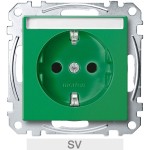 Merten MEG2302-0304 Schuko-Steckdose für Sonderstromkreise mit Schriftfeld Berührungsschutz Steckklemmen SV grün System M 