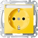 Merten MEG2302-0307 Schuko-Steckdose für Sonderstromkreise mit Schriftfeld Berührungsschutz Steckklemmen gelb System M 