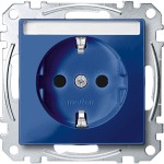 Merten MEG2302-0378 Schuko-Steckdose für Sonderstromkreise mit Schriftfeld Berührungsschutz Steckklemmen SV blau System M 