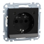 Merten MEG2304-0403 Schuko-Steckdose mit Lichtauslass LED-Beleuchtungs-Modul Berührungsschutz Steckklemmen schwarz matt System M 