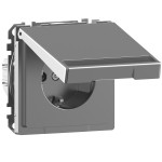 Merten MEG2312-6036 Schuko-Steckdose mit Klappdeckel und Schriftfeld Berührungsschutz Steckklemmen Edelstahl System Design 