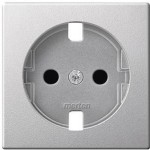 Merten MEG2330-0460 Zentralplatte für Schuko-Steckdosen-Einsatz Berührungsschutz aluminium System M 
