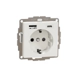 Merten MEG2367-0319 Schuko-Steckdose mit USB Ladegerät TPb Polarweiß System M 