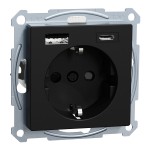 Merten MEG2367-0403 Schuko-Steckdose mit USB Ladegerät schwarz matt System M 