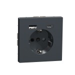 Merten MEG2367-6034 Schuko-Steckdose mit USB Ladegerät Anthrazit System Design 