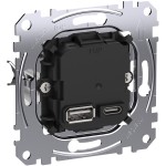 Merten MEG4366-0120 USB Ladestation-Einsatz Typ A+C mit Power-Delivery-Technologie und 45W Ladeleistung 