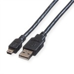 roline 11.02.8708 USB 2.0 Kabel Typ A/5-Pin Mini schwarz 0,8 Meter 