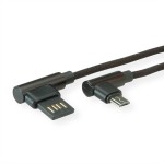 roline 11.02.8720 USB 2.0 Kabel gewinkelt Typ A rev/Micro B Stecker/Stecker schwarz 0,8 Meter 