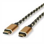 roline 11.02.8791 GOLD USB 2.0 Kabel Typ C Stecker/Micro B Stecker (reversibel) 3 Meter 