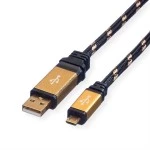 roline 11.02.8825 GOLD USB 2.0 Kabel Typ A Stecker/Micro B Stecker 0,8 Meter 