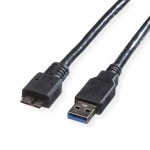 roline 11.02.8873 USB 3.2 Gen 1 Kabel A Stecker/Micro B Stecker schwarz 0,8 Meter 