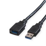 roline 11.02.8977 USB 3.2 Gen 1 Kabel Typ A-A Stecker/Buchse schwarz 0,8 Meter 
