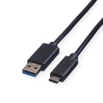 roline 11.02.9010 USB 3.2 Gen 1 Kabel A-C Stecker/Stecker schwarz 0,5 Meter 