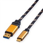 roline 11.02.9012 GOLD USB 3.2 Gen 1 Kabel A-C Stecker/Stecker 0,5 Meter 