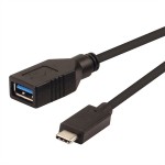 roline 11.02.9030 USB 3.2 Gen 1 Kabeladapter USB Typ C/A Stecker/Buchse OTG schwarz 0,15 Meter 