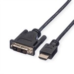 roline 11.04.5516 Kabel DVI (18+1) Stecker/HDMI Stecker schwarz 1,5 Meter 