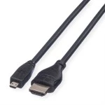 roline 11.04.5581 HDMI High Speed Kabel mit Ethernet HDMI Stecker/Micro HDMI Stecker 2 Meter 