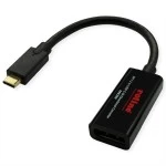roline 11.04.5957 USB Typ C/DisplayPort v1.2 bidirektionaler Kabel-Adapter Stecker/Buchse 0,2 