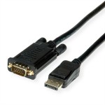 roline 11.04.5972 Kabel DisplayPort-VGA DP Stecker/VGA Stecker schwarz 2 Meter 