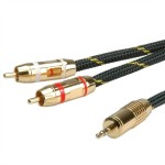 roline 11.09.4276 GOLD Audio-Verbindungskabel 3,5mm Stereo/2x Cinch Stecker/Stecker 5 Meter 