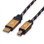 roline 11.88.8802 GOLD USB 2.0 Kabel Typ A-B Retail Blister 1,8 Meter 