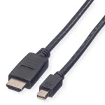 Value 11.99.5790 Mini DisplayPort Kabel Mini DP-HDTV Stecker/Stecker schwarz 1 Meter 