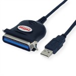 roline 12.02.1092 USB Konverter Kabel USB nach IEEE 1284 schwarz 1,8 Meter 