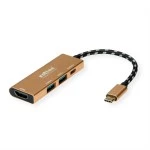 roline 12.02.1119 GOLD USB Typ C Dockingstation HDMI 4K 2x USB 3.2 Gen 1 1x PD 