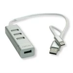 roline 14.02.5037 USB 2.0 Notebook Hub 4 Ports Typ A+C Anschlusskabel 